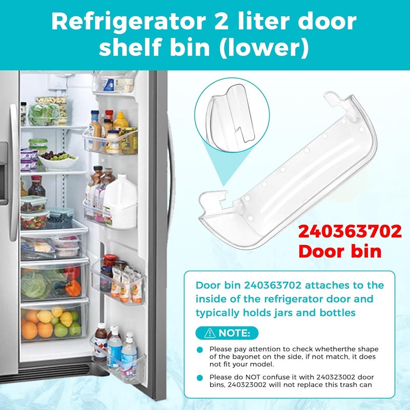 Fetechmate 240363702 Refrigerator Door Bin Side Shelf Replacement for Frigi-daire Ken-more Refrigerator Replace 240363704 240363705 240363708 by Fridge Bottom Door Bins - 14.3in(L)×4.2in(W)×5.5in(H) - Image 4